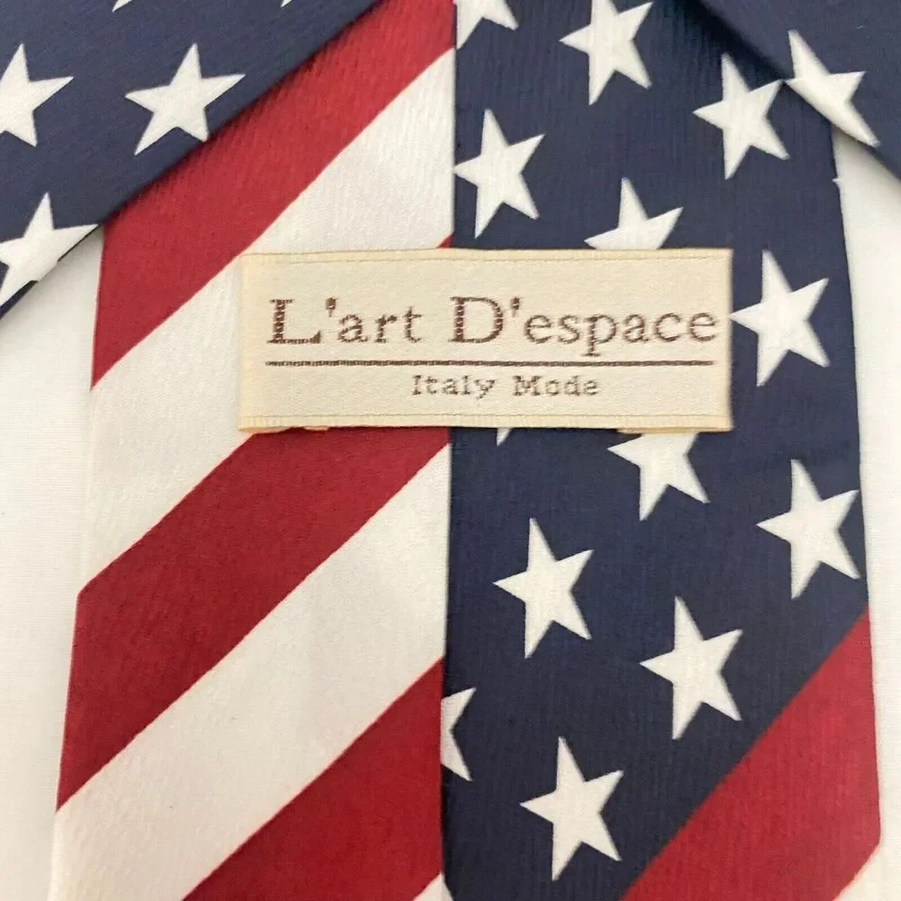 #5635 L'art D'espace Mens American Flag Novelty Necktie, Tie 58X4